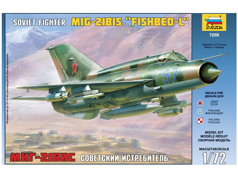 Plastikový model letadla Zvezda 7259 MIG-21 BIS Soviet Fighter (1:72)