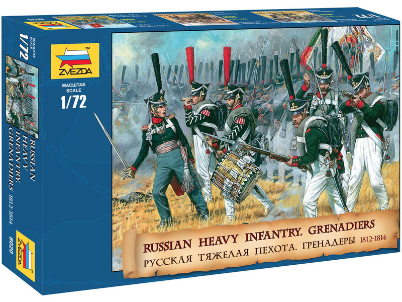 Zvezda figurky Russian Heavy Infantry Grenadiers 1812-1815 (1:72)